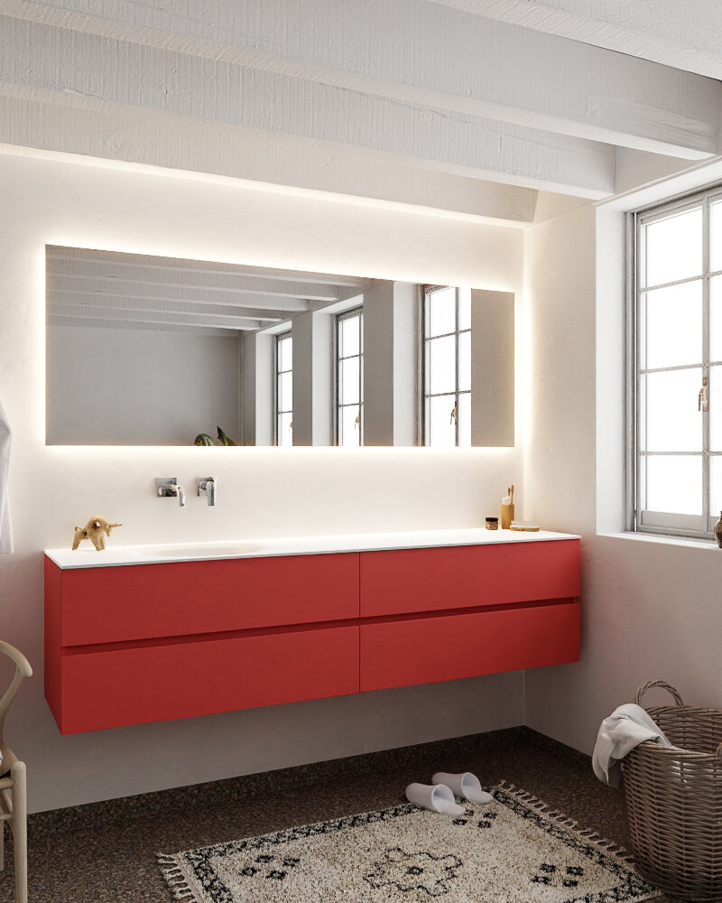 MONDIAZ VICA 200cm mueble de baño Fire 4 cajones lavabo MOON Izquierda sin orificio. 2 MONDIAZ VICA 200cm mueble de baño Fire 4 cajones lavabo MOON Izquierda sin orificio. - Imagen 2