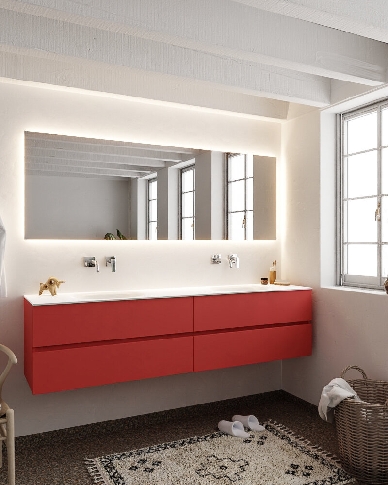 MONDIAZ VICA 200cm mueble de baño Fire 4 cajones lavabo MOON Doble sin orificio. 2 MONDIAZ VICA 200cm mueble de baño Fire 4 cajones lavabo MOON Doble sin orificio. - Imagen 2