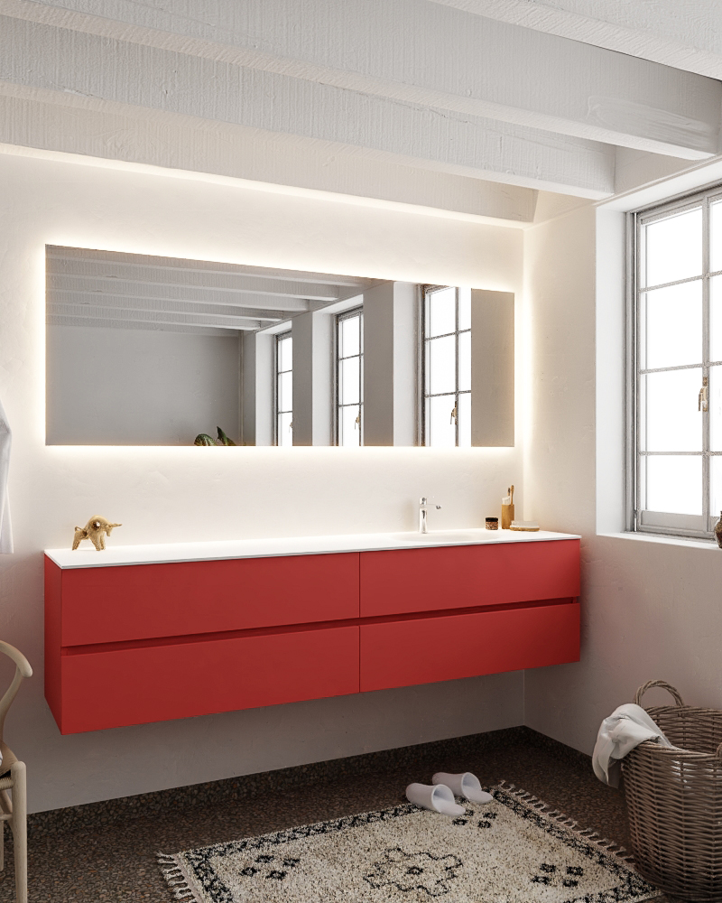 MONDIAZ VICA 200cm mueble de baño Fire 4 cajones lavabo MOON Derecho 1 orificio con espejo LED. 2 MONDIAZ VICA 200cm mueble de baño Fire 4 cajones lavabo MOON Derecho 1 orificio con espejo LED. - Imagen 2