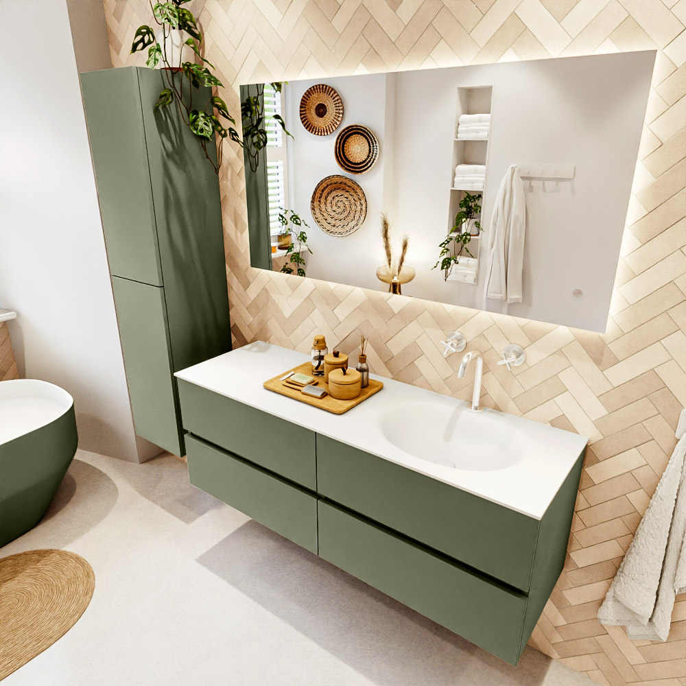 MONDIAZ VICA 140cm mueble de baño Army 4 cajones. Lavabo MOON Derecho 1 orificio, color Talc. 1 MONDIAZ VICA 140cm mueble de baño Army 4 cajones. Lavabo MOON Derecho 1 orificio