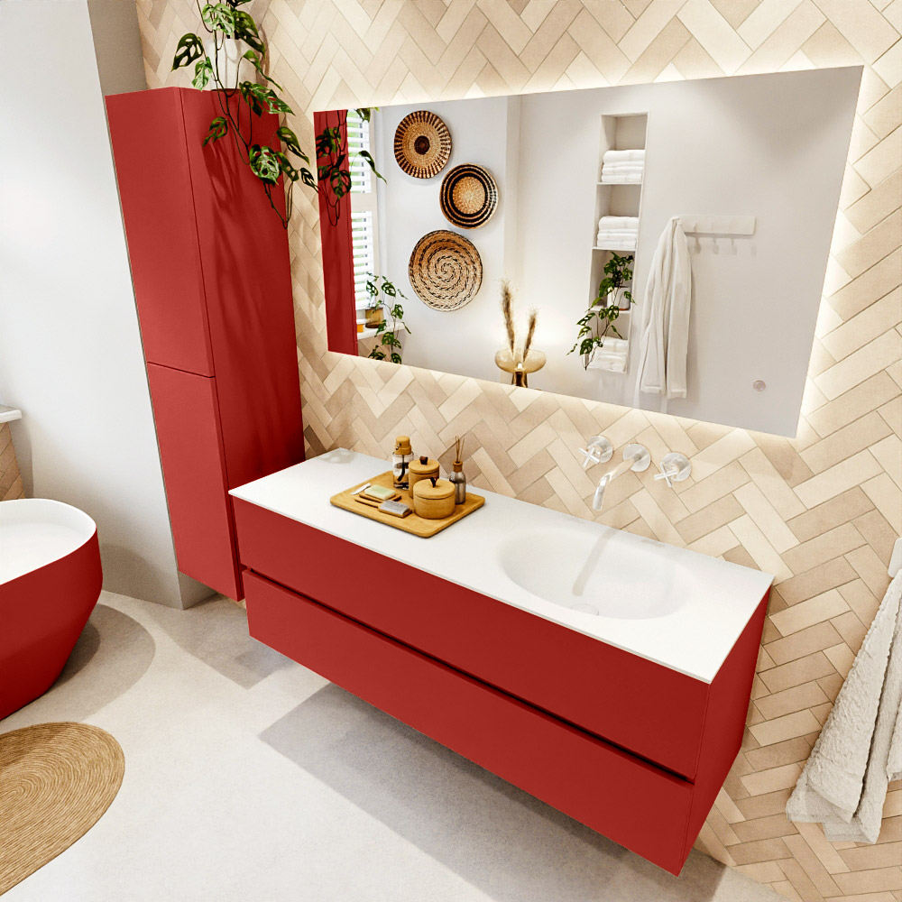 MONDIAZ VICA 140cm mueble de baño Fire 2 cajones. Lavabo MOON Derecho sin orificio, color Talc. 1 MONDIAZ VICA 140cm mueble de baño Fire 2 cajones. Lavabo MOON Derecho sin orificio