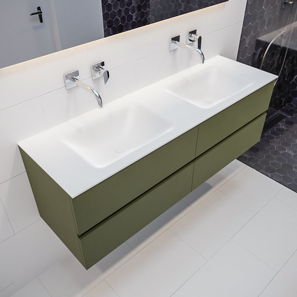 MONDIAZ VICA 150cm mueble de baño Army 4 cajones lavabo CLOUD Doble sin orificio con espejo LED. 1 MONDIAZ VICA 150cm mueble de baño Army 4 cajones lavabo CLOUD Doble sin orificio con espejo LED.