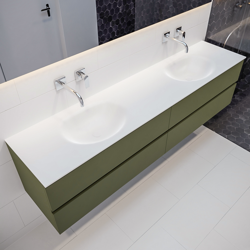 MONDIAZ VICA 200cm mueble de baño Army 4 cajones lavabo MOON Doble sin orificio con espejo LED. 1 MONDIAZ VICA 200cm mueble de baño Army 4 cajones lavabo MOON Doble sin orificio con espejo LED.
