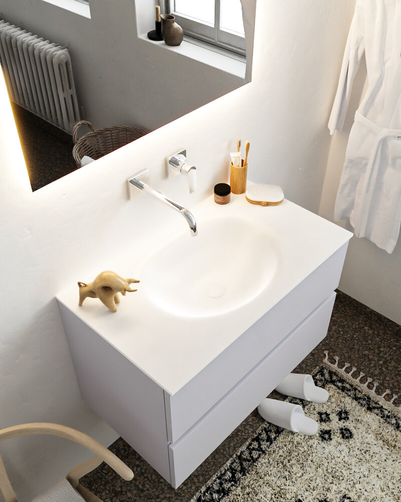 MONDIAZ VICA 80cm mueble de baño Cale 2 cajones lavabo MOON Centro sin orificio con espejo LED. 1 MONDIAZ VICA 80cm mueble de baño Cale 2 cajones lavabo MOON Centro sin orificio con espejo LED.
