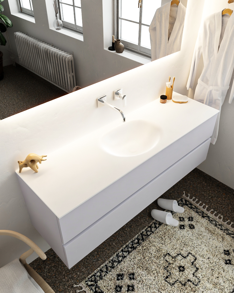 MONDIAZ VICA 150cm mueble de baño Cale 2 cajones lavabo MOON Centro sin orificio con espejo LED. 1 MONDIAZ VICA 150cm mueble de baño Cale 2 cajones lavabo MOON Centro sin orificio con espejo LED.