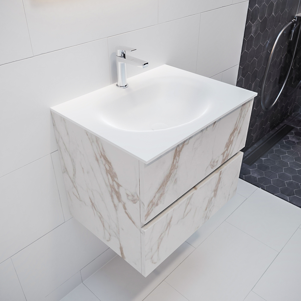 MONDIAZ VICA 60cm mueble de baño Carrara 2 cajones lavabo MOON Centro 1 orificio con espejo LED. 1 MONDIAZ VICA 60cm mueble de baño Carrara 2 cajones lavabo MOON Centro 1 orificio con espejo LED.