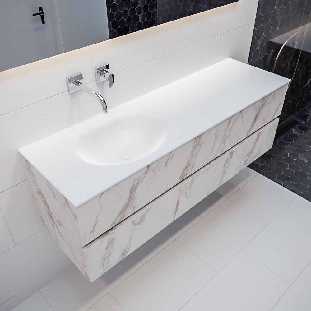 MONDIAZ VICA 150cm mueble de baño Carrara 2 cajones lavabo MOON Izquierda sin orificio con espejo LED. 1 MONDIAZ VICA 150cm mueble de baño Carrara 2 cajones lavabo MOON Izquierda sin orificio con espejo LED.