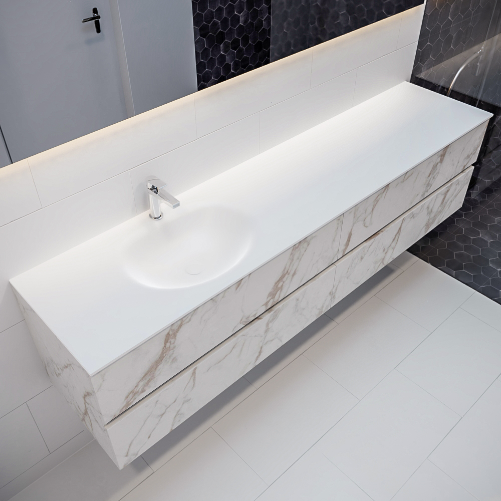 MONDIAZ VICA 200cm mueble de baño Carrara 4 cajones lavabo MOON Izquierda 1 orificio con espejo LED. 1 MONDIAZ VICA 200cm mueble de baño Carrara 4 cajones lavabo MOON Izquierda 1 orificio con espejo LED.