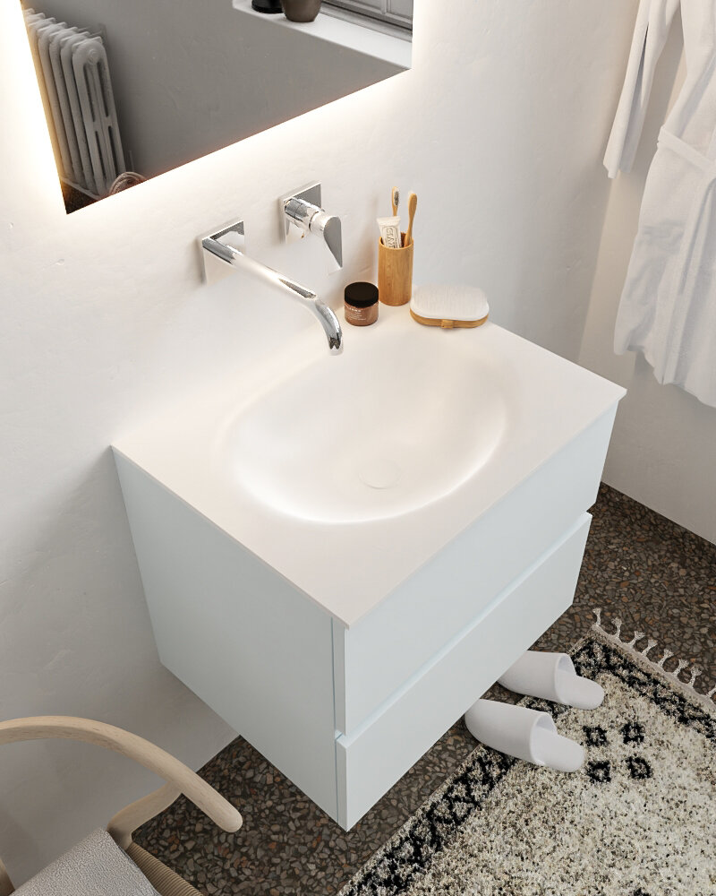 MONDIAZ VICA 60cm mueble de baño Clay 2 cajones lavabo MOON Centro sin orificio con espejo LED. 1 MONDIAZ VICA 60cm mueble de baño Clay 2 cajones lavabo MOON Centro sin orificio con espejo LED.