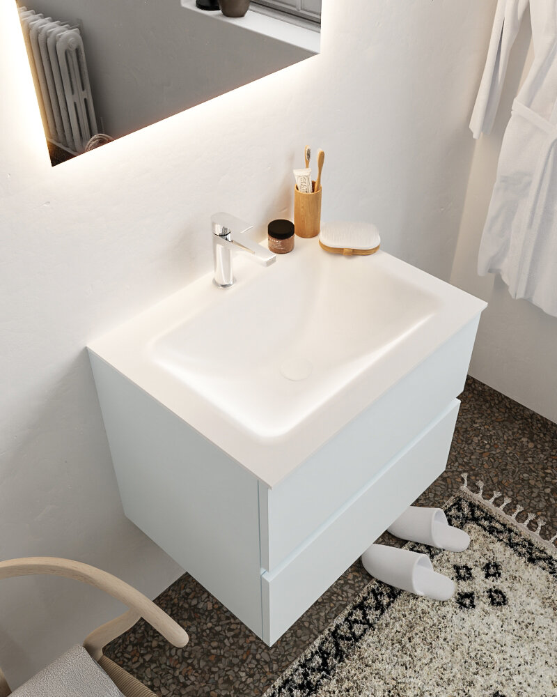 MONDIAZ VICA 60cm mueble de baño Clay 2 cajones lavabo CLOUD Centro 1 orificio con espejo LED. 1 MONDIAZ VICA 60cm mueble de baño Clay 2 cajones lavabo CLOUD Centro 1 orificio con espejo LED.
