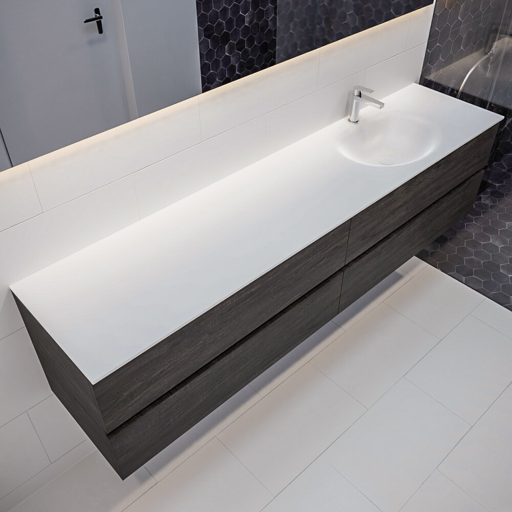 MONDIAZ VICA 200cm mueble de baño Dark Brown 4 cajones lavabo MOON Derecho 1 orificio con espejo LED. 1 MONDIAZ VICA 200cm mueble de baño Dark Brown 4 cajones lavabo MOON Derecho 1 orificio con espejo LED.