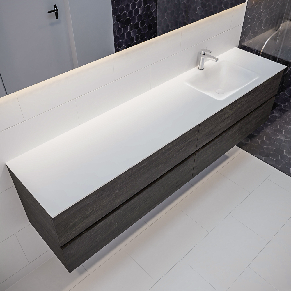 MONDIAZ VICA 200cm mueble de baño Dark Brown 4 cajones lavabo CLOUD Derecho 1 orificio con espejo LED. 1 MONDIAZ VICA 200cm mueble de baño Dark Brown 4 cajones lavabo CLOUD Derecho 1 orificio con espejo LED.