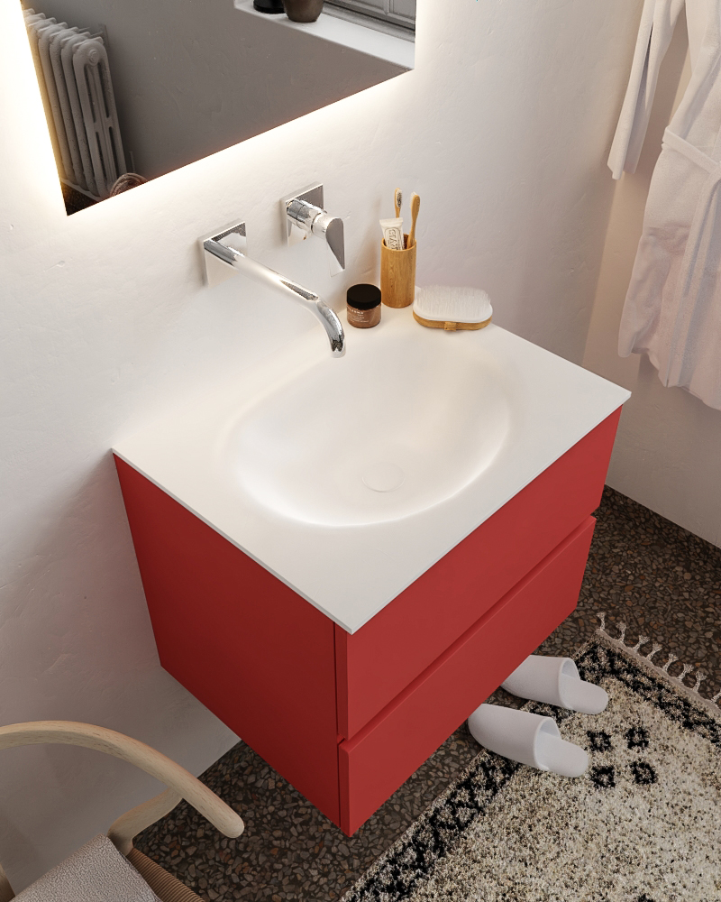 MONDIAZ VICA 60cm mueble de baño Fire 2 cajones lavabo MOON Centro sin orificio con espejo LED. 1 MONDIAZ VICA 60cm mueble de baño Fire 2 cajones lavabo MOON Centro sin orificio con espejo LED.