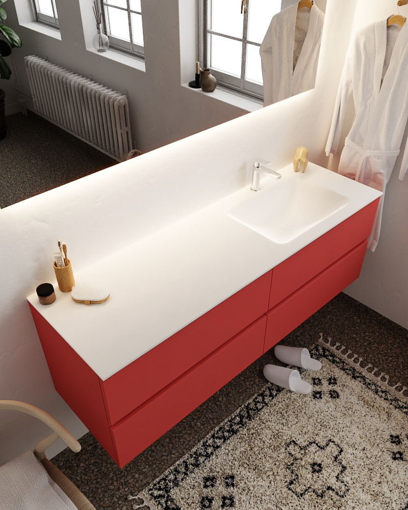 MONDIAZ VICA 150cm mueble de baño Fire 4 cajones lavabo CLOUD Derecho 1 orificio con espejo LED. 1 MONDIAZ VICA 150cm mueble de baño Fire 4 cajones lavabo CLOUD Derecho 1 orificio con espejo LED.