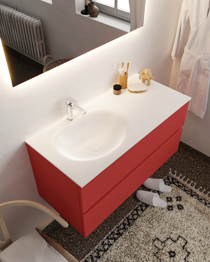 MONDIAZ VICA 100cm mueble de baño Fire 2 cajones lavabo MOON Izquierda 1 orificio. 1 MONDIAZ VICA 100cm mueble de baño Fire 2 cajones lavabo MOON Izquierda 1 orificio.