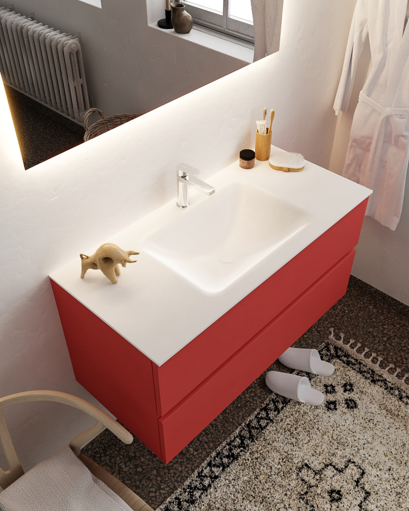 MONDIAZ VICA 100cm mueble de baño Fire 2 cajones lavabo CLOUD Centro 1 orificio. 1 MONDIAZ VICA 100cm mueble de baño Fire 2 cajones lavabo CLOUD Centro 1 orificio.