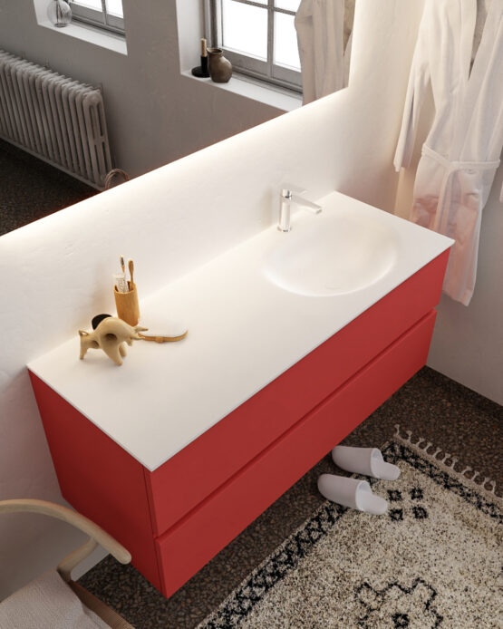 MONDIAZ VICA 120cm mueble de baño Fire 2 cajones lavabo MOON Derecho 1 orificio.