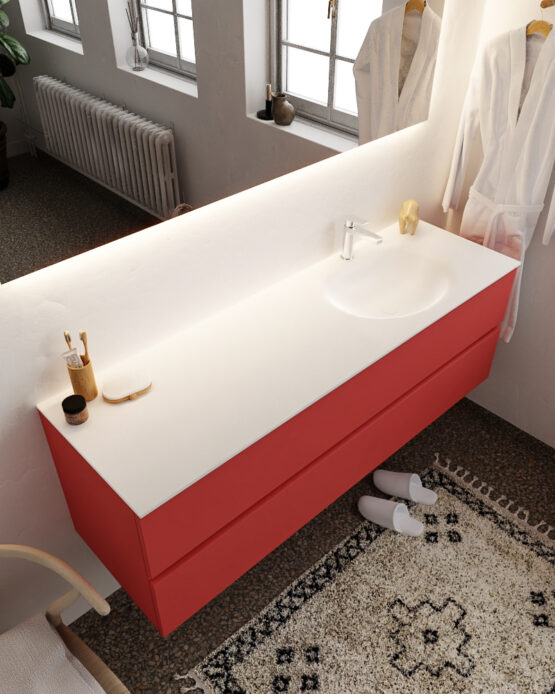 MONDIAZ VICA 150cm mueble de baño Fire 2 cajones lavabo MOON Derecho 1 orificio.