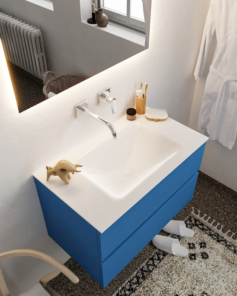 MONDIAZ VICA 80cm mueble de baño Jeans 2 cajones lavabo CLOUD Centro sin orificio con espejo LED. 1 MONDIAZ VICA 80cm mueble de baño Jeans 2 cajones lavabo CLOUD Centro sin orificio con espejo LED.
