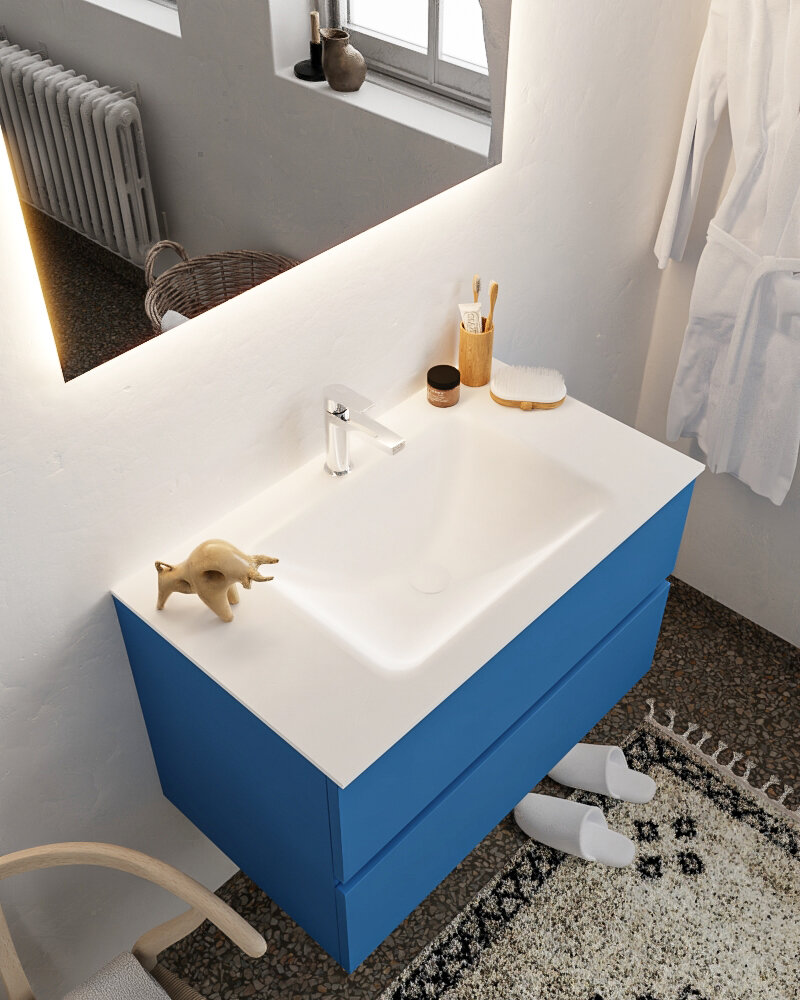 MONDIAZ VICA 80cm mueble de baño Jeans 2 cajones lavabo CLOUD Centro 1 orificio con espejo LED. 1 MONDIAZ VICA 80cm mueble de baño Jeans 2 cajones lavabo CLOUD Centro 1 orificio con espejo LED.