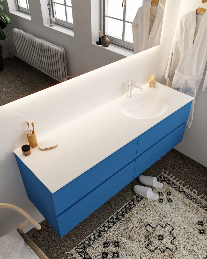 MONDIAZ VICA 150cm mueble de baño Jeans 4 cajones lavabo MOON Derecho 1 orificio con espejo LED. 1 MONDIAZ VICA 150cm mueble de baño Jeans 4 cajones lavabo MOON Derecho 1 orificio con espejo LED.