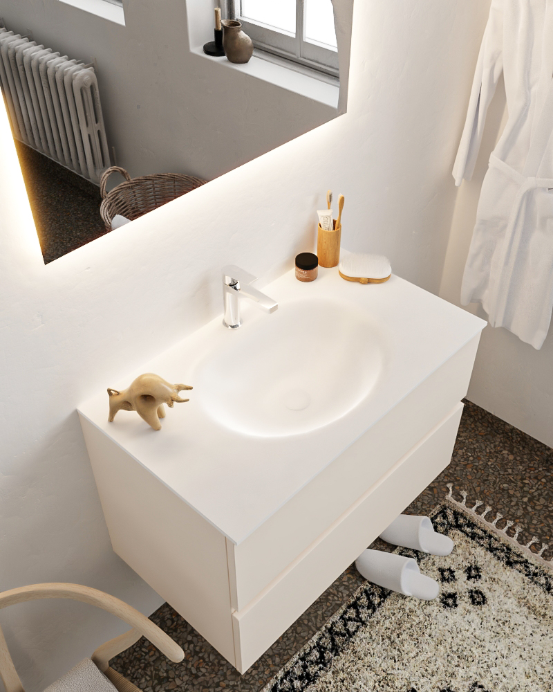 MONDIAZ VICA 80cm mueble de baño Linen 2 cajones lavabo MOON Centro 1 orificio con espejo LED. 1 MONDIAZ VICA 80cm mueble de baño Linen 2 cajones lavabo MOON Centro 1 orificio con espejo LED.