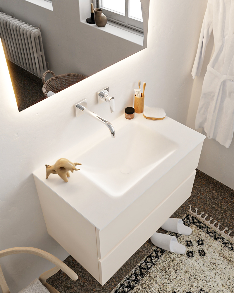 MONDIAZ VICA 80cm mueble de baño Linen 2 cajones lavabo CLOUD Centro sin orificio con espejo LED. 1 MONDIAZ VICA 80cm mueble de baño Linen 2 cajones lavabo CLOUD Centro sin orificio con espejo LED.