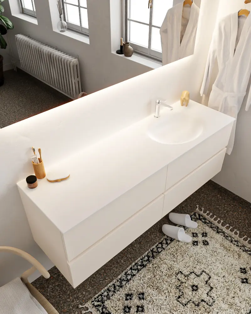 MONDIAZ VICA 150cm mueble de baño Linen 4 cajones lavabo MOON Derecho 1 orificio con espejo LED. 1 MONDIAZ VICA 150cm mueble de baño Linen 4 cajones lavabo MOON Derecho 1 orificio con espejo LED.