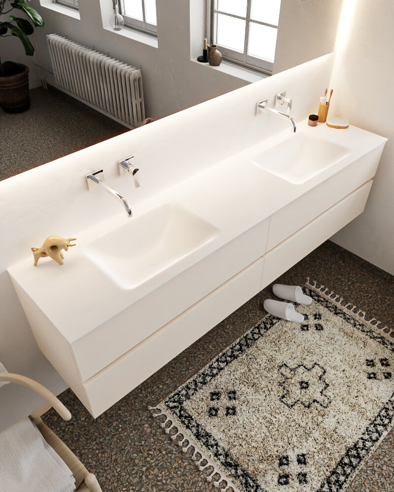 MONDIAZ VICA 200cm mueble de baño Linen 4 cajones lavabo CLOUD Doble sin orificio con espejo LED. 1 MONDIAZ VICA 200cm mueble de baño Linen 4 cajones lavabo CLOUD Doble sin orificio con espejo LED.