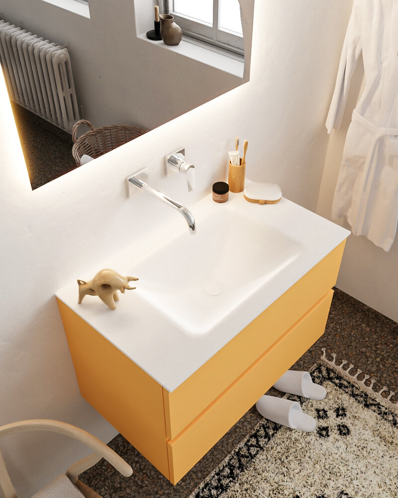 MONDIAZ VICA 80cm mueble de baño Ocher 2 cajones lavabo CLOUD Centro sin orificio con espejo LED. 1 MONDIAZ VICA 80cm mueble de baño Ocher 2 cajones lavabo CLOUD Centro sin orificio con espejo LED.