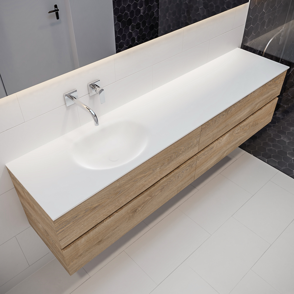 MONDIAZ VICA 200cm mueble de baño Washed Oak 4 cajones lavabo MOON Izquierda sin orificio con espejo LED. 1 MONDIAZ VICA 200cm mueble de baño Washed Oak 4 cajones lavabo MOON Izquierda sin orificio con espejo LED.