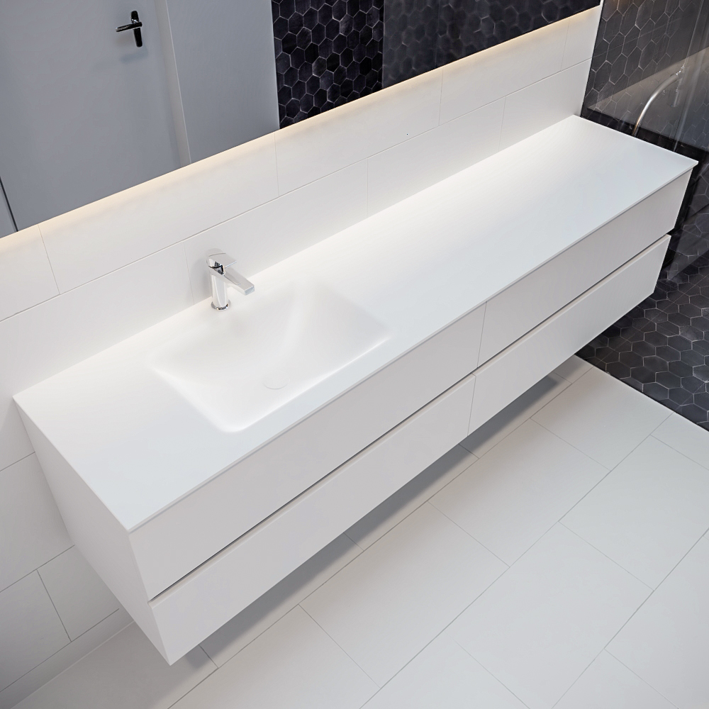 MONDIAZ VICA 200cm mueble de baño Talc 4 cajones lavabo CLOUD Izquierda 1 orificio con espejo LED. 1 MONDIAZ VICA 200cm mueble de baño Talc 4 cajones lavabo CLOUD Izquierda 1 orificio con espejo LED.