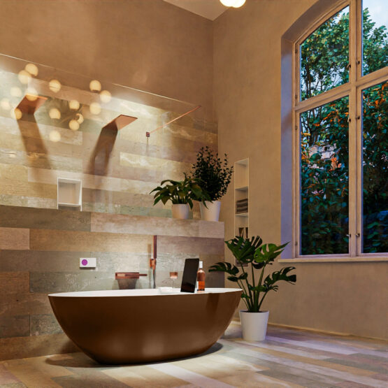 MONDIAZ FLOAT Bañera exenta solid surface 170x80cm color Rust / Talc.