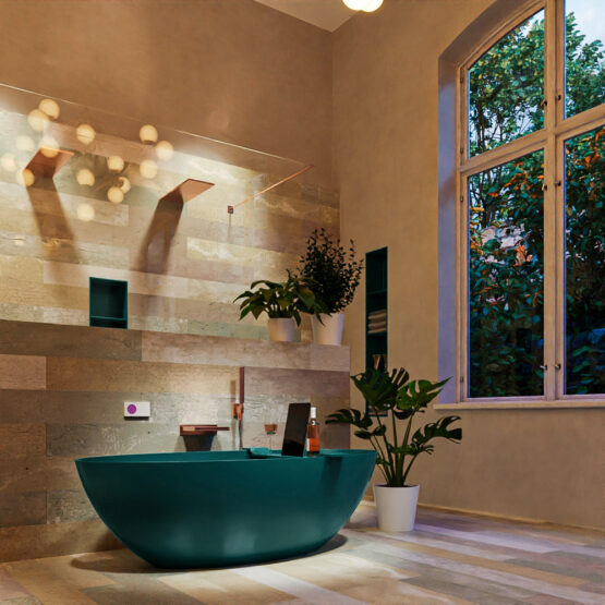 MONDIAZ FLOAT Bañera exenta solid surface 170x80cm color Smag / Smag.