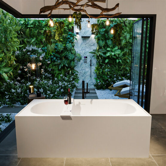 MONDIAZ FREEZE Bañera exenta solid surface 180x85cm color Talc / Talc.