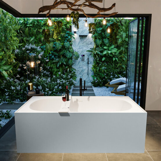 MONDIAZ FREEZE Bañera exenta solid surface 180x85cm color Clay / Talc.