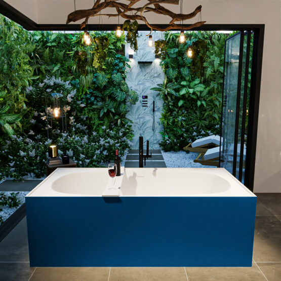 MONDIAZ FREEZE Bañera exenta solid surface 180x85cm color Jeans / Talc.