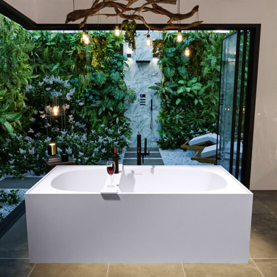 MONDIAZ FREEZE Bañera exenta solid surface 180x85cm color Cale / Cale.