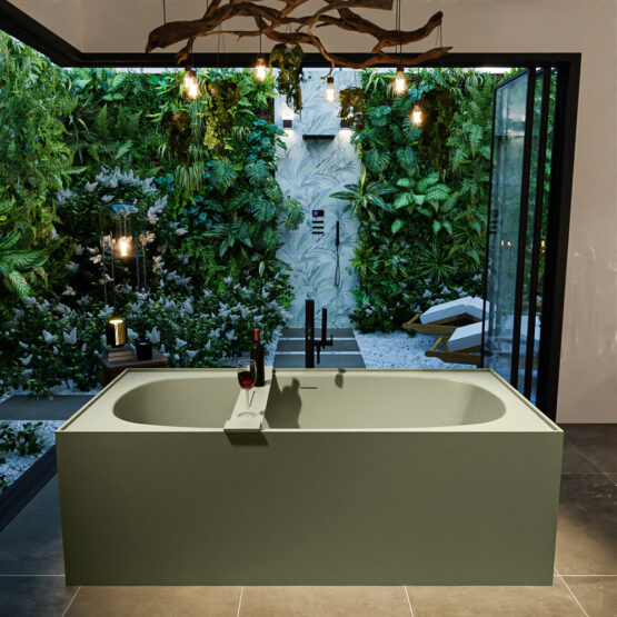 MONDIAZ FREEZE Bañera exenta solid surface 180x85cm color Army / Army.