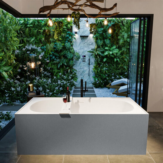 MONDIAZ FREEZE Bañera exenta solid surface 180x85cm color Plata / Talc.