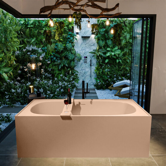 MONDIAZ FREEZE Bañera exenta solid surface 180x85cm color Rosee / Rosee.