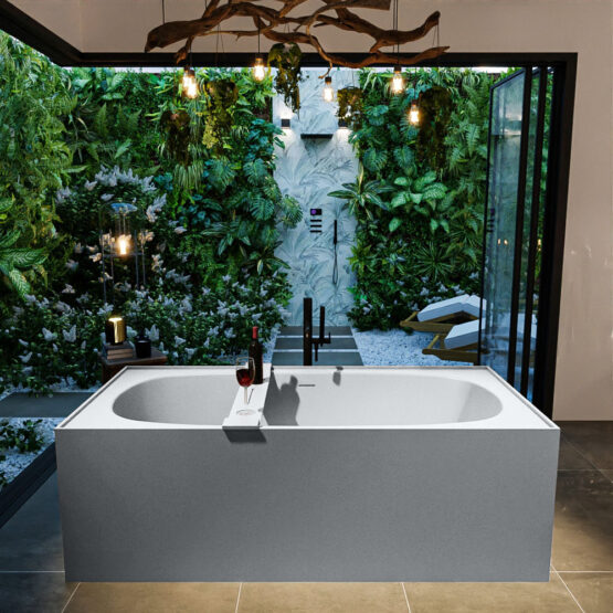 MONDIAZ FREEZE Bañera exenta solid surface 180x85cm color Plata / Plata.