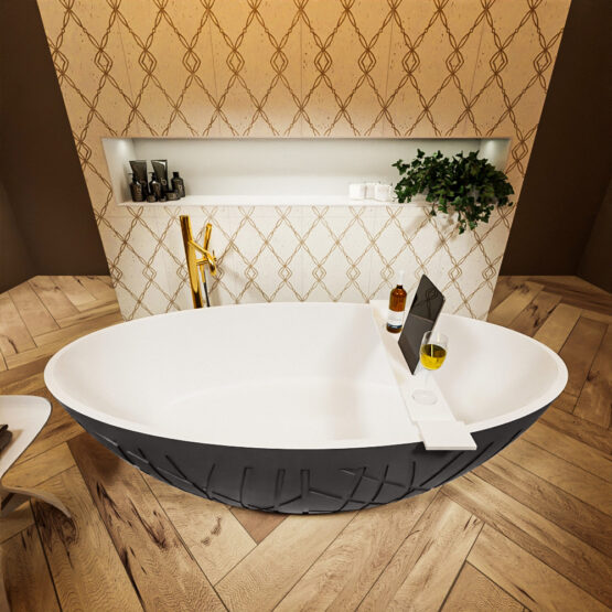 MONDIAZ HOLM Bañera exenta solid surface 180x85cm color Dark Grey / Talc.