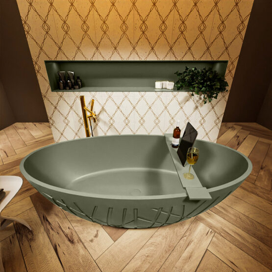 MONDIAZ HOLM Bañera exenta solid surface 180x85cm color Army / Army.