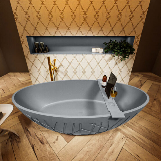 MONDIAZ HOLM Bañera exenta solid surface 180x85cm color Plata / Plata.