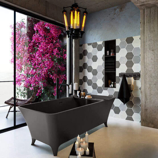 MONDIAZ LUNDY Bañera exenta 170x75cm color Dark Grey / Dark Grey.