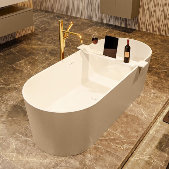 MONDIAZ NOBLE Bañera exenta solid surface 180x75cm color Oro / Talc.