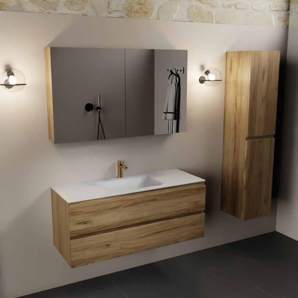 MONDIAZ AIVY 120cm mueble de baño Chai. Lavabo Talc Solid surface Centro 1 orificio y armario con espejo. 2 MONDIAZ AIVY 120cm mueble de baño Chai. Lavabo Talc Solid surface Centro 1 orificio y armario con espejo. - Imagen 2