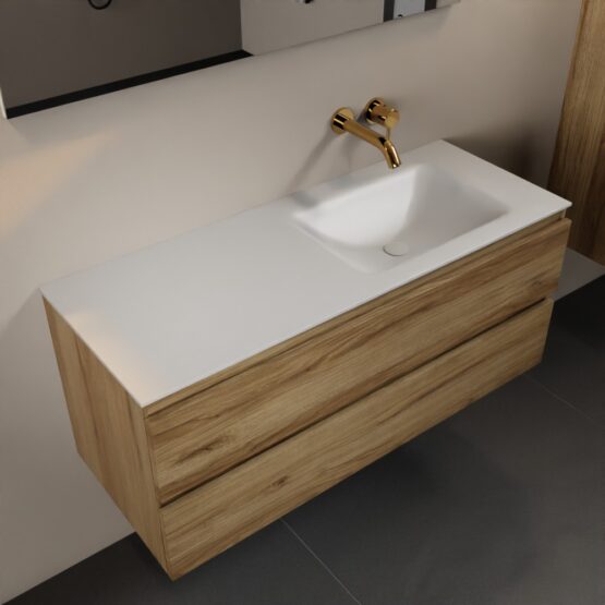 MONDIAZ AIVY 120cm mueble de baño Chai. Lavabo Talc Solid surface Derecho sin orificio.