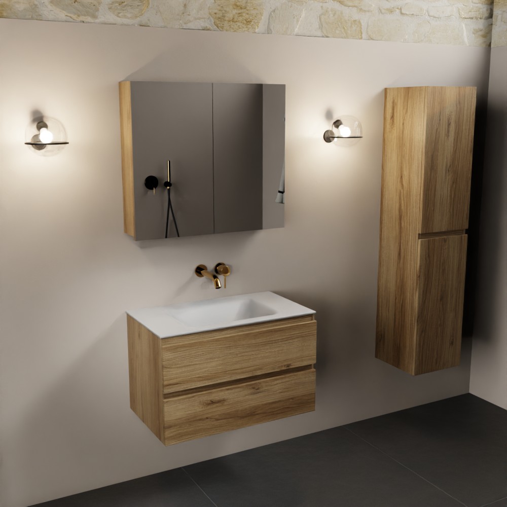 MONDIAZ AIVY 80cm mueble de baño Chai. Lavabo Talc Solid surface Centro sin orificio y armario con espejo. 2 MONDIAZ AIVY 80cm mueble de baño Chai. Lavabo Talc Solid surface Centro sin orificio y armario con espejo. - Imagen 2